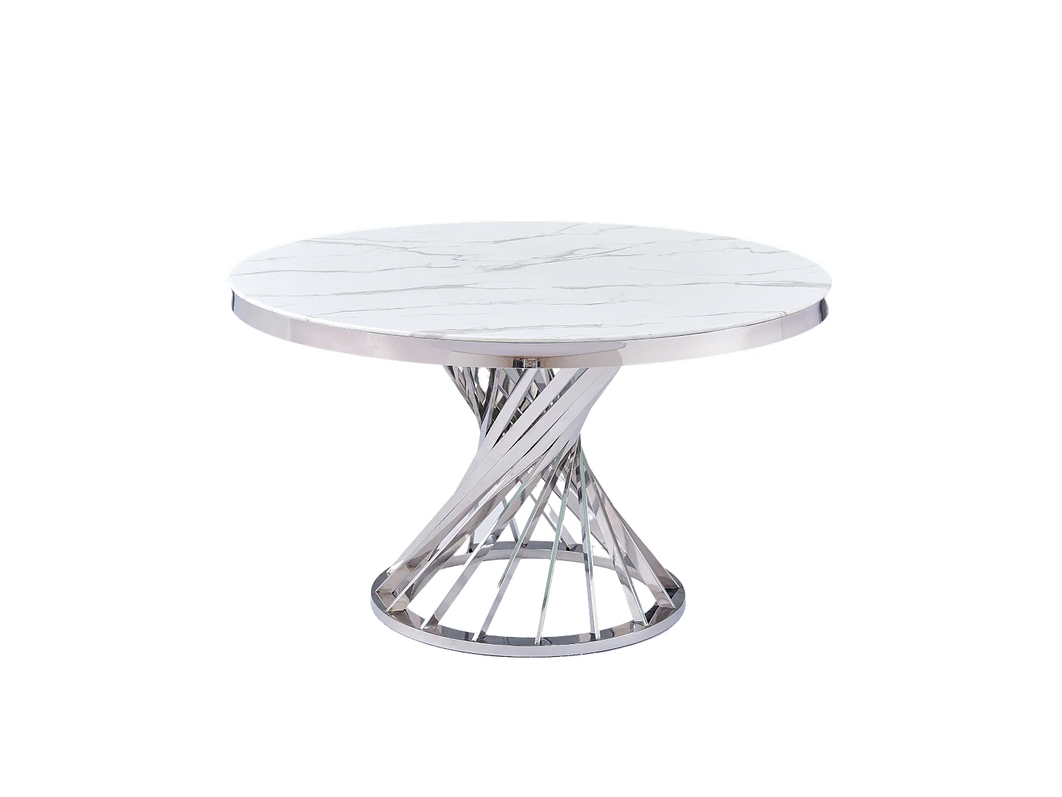 Table à manger ronde NAUTILUS en verre marbre blanc