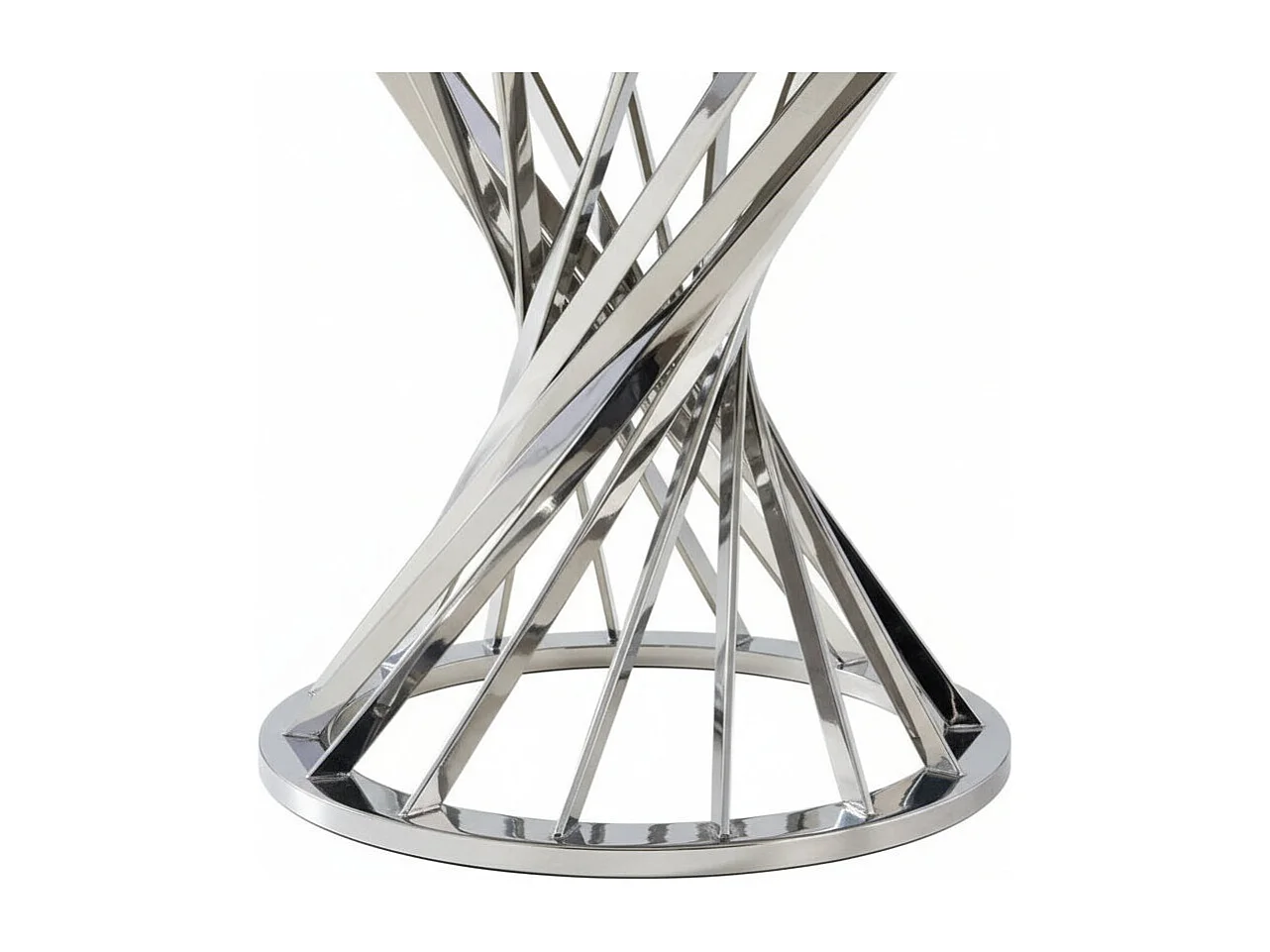 Table à manger ronde en verre trempé effet marbre blanc Chrome - NAUTILUS