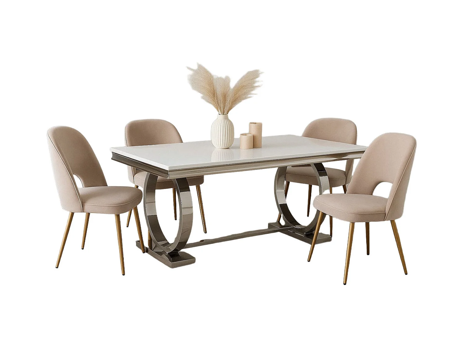 Table à manger 6 à 8 personnes OMEGA Chrome verre 180x90 cm