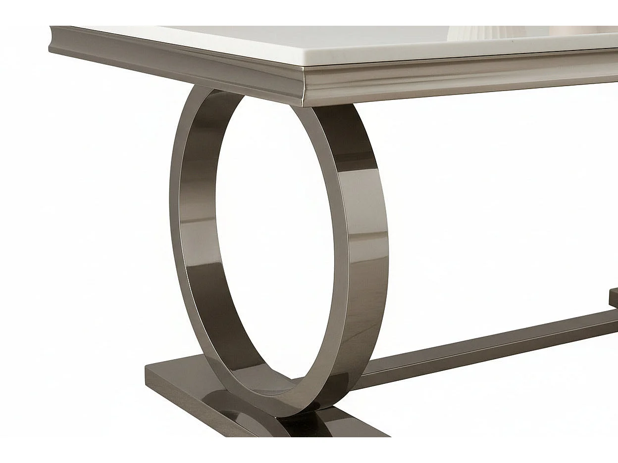 Table à Manger Rectangulaire Verre Blanc & Chrome – 180×90×75 cm – OMEGA