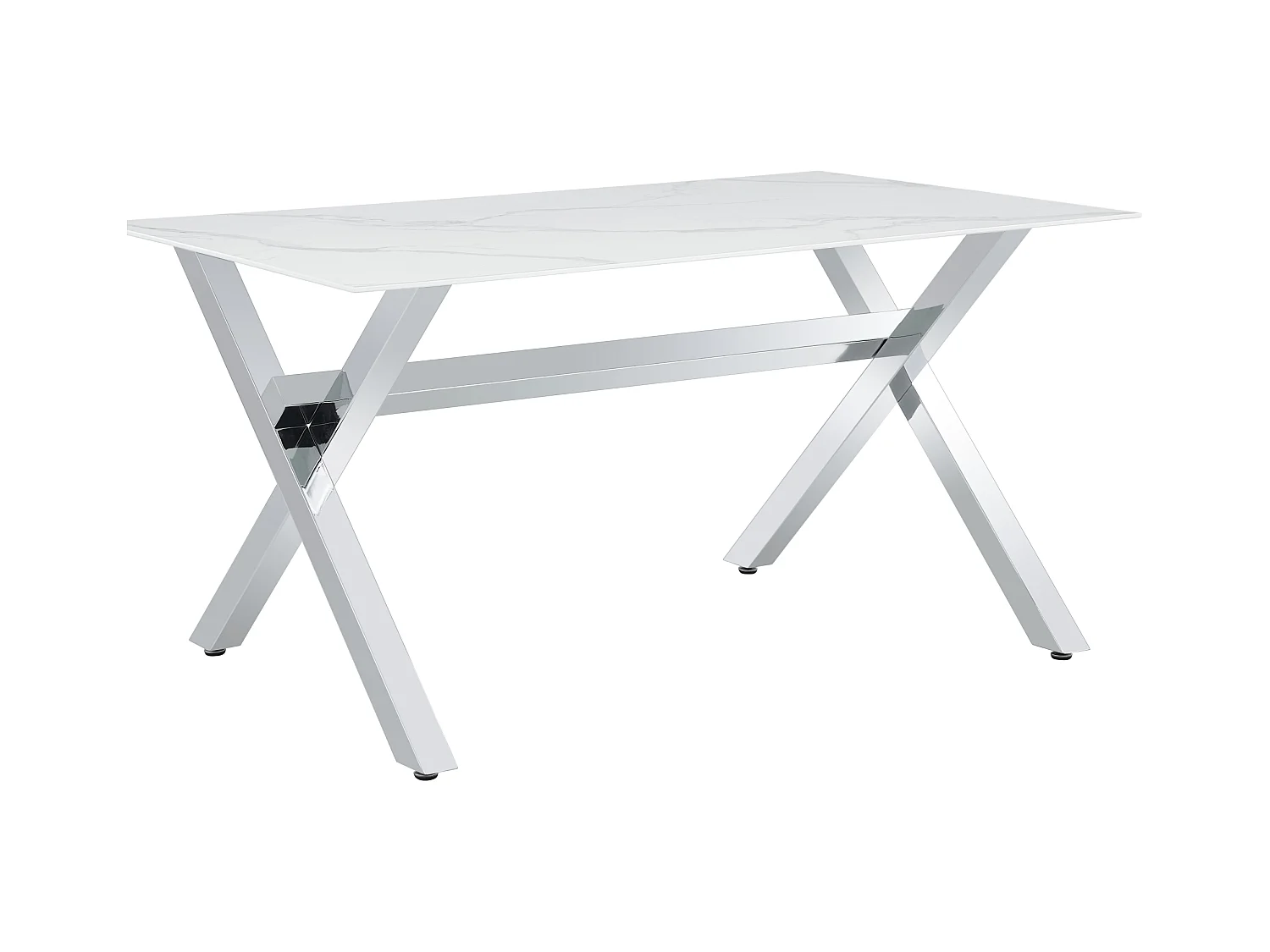 Table à Manger IXE – 180 cm – Chrome XXL & Plateau Verre Trempé