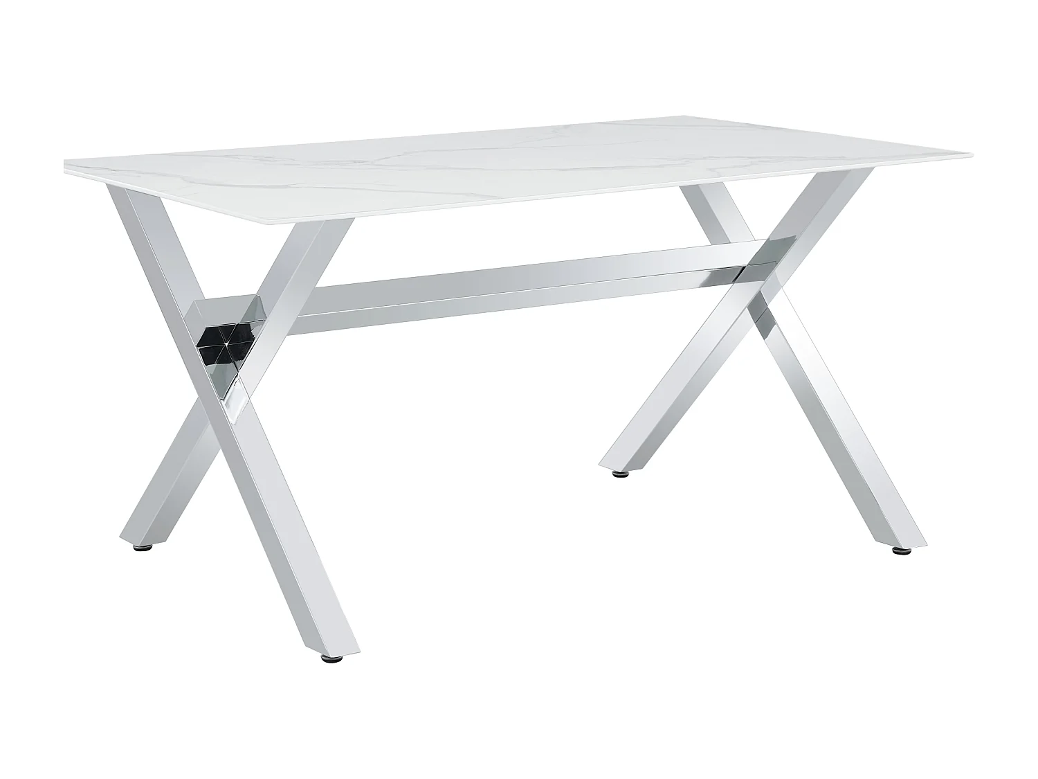 Table à Manger IXE – 180 cm – Chrome XXL & Plateau Verre Trempé