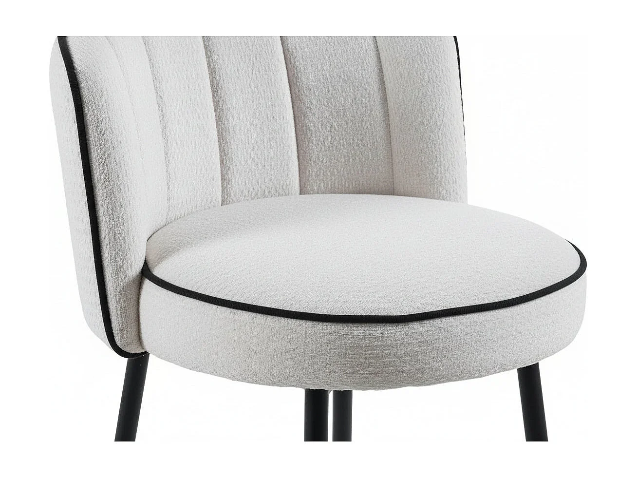 Lot 2 Tabourets de Bar Cathy Écru Pieds Métal Noir