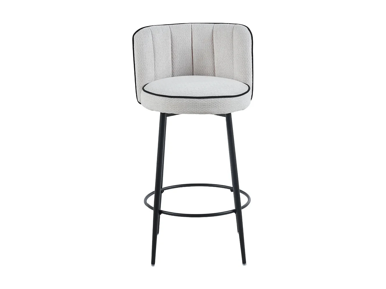 Lot de 2 tabourets de bar tissu écru pieds métal noir H74 cm CATHY