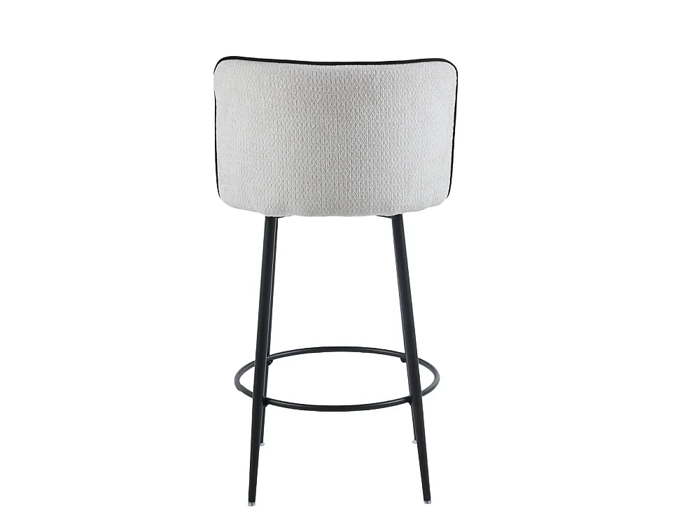 Lot de 2 tabourets de bar tissu écru pieds métal noir H74 cm CATHY