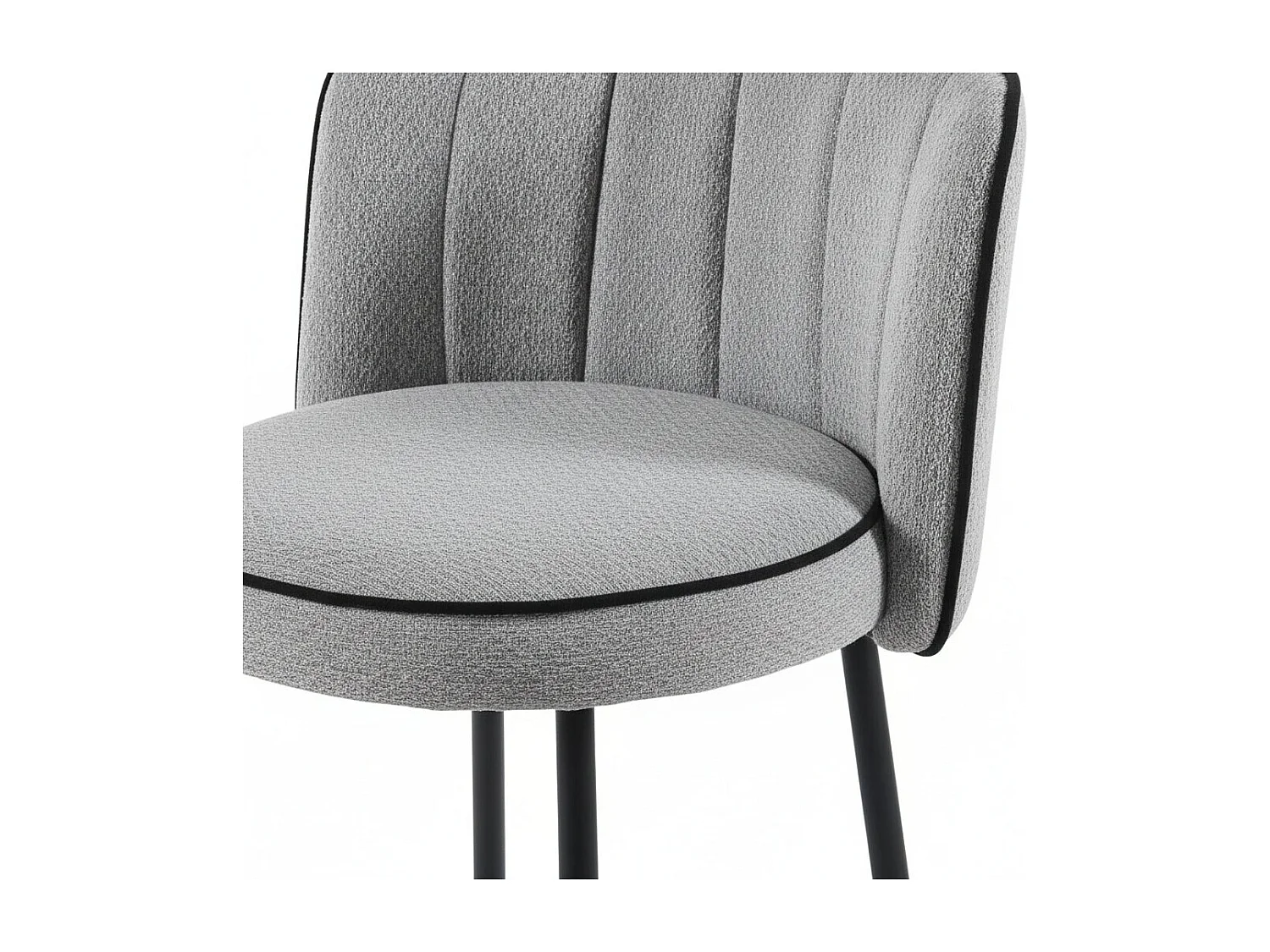 Lot 2 Tabourets de Bar Cathy Gris Pieds Métal Noir