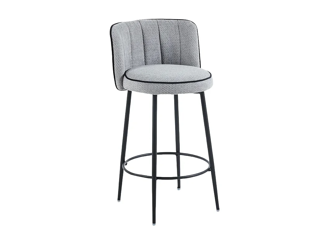 Lot 2 Tabourets de Bar Cathy Gris Pieds Métal Noir