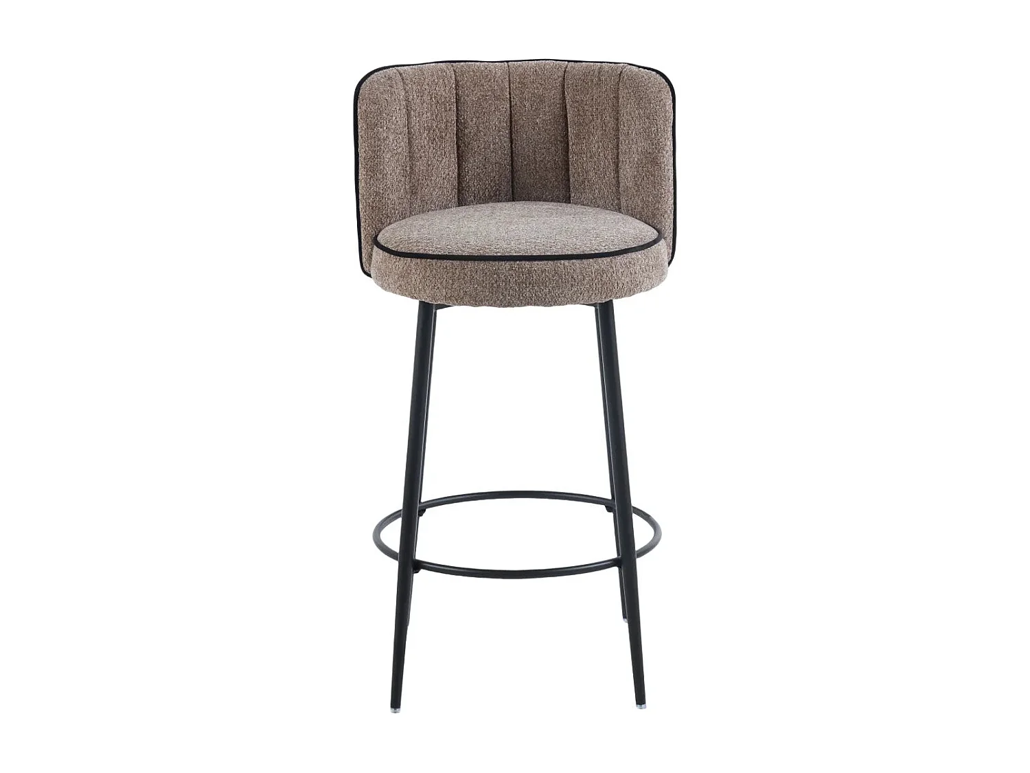 Lot 2 Tabourets de Bar Cathy Taupe Pieds Métal Noir