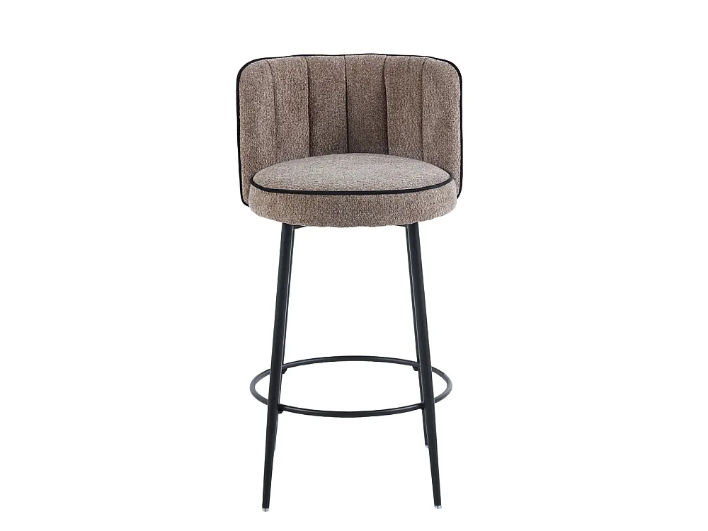 Lot 2 Tabourets de Bar Cathy Taupe Pieds Métal Noir