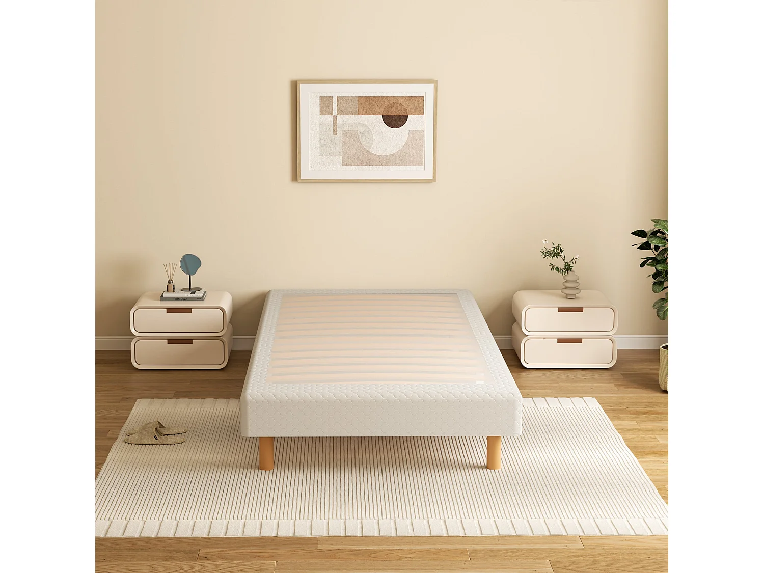 Sommier à Lattes 90x190 cm, 6 pieds, 14 lattes