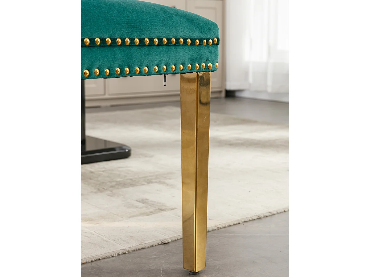 2er-Set Esszimmerstühle aus grünem Samt mit gepolsterter Rückenlehne und goldenen Metallbeinen