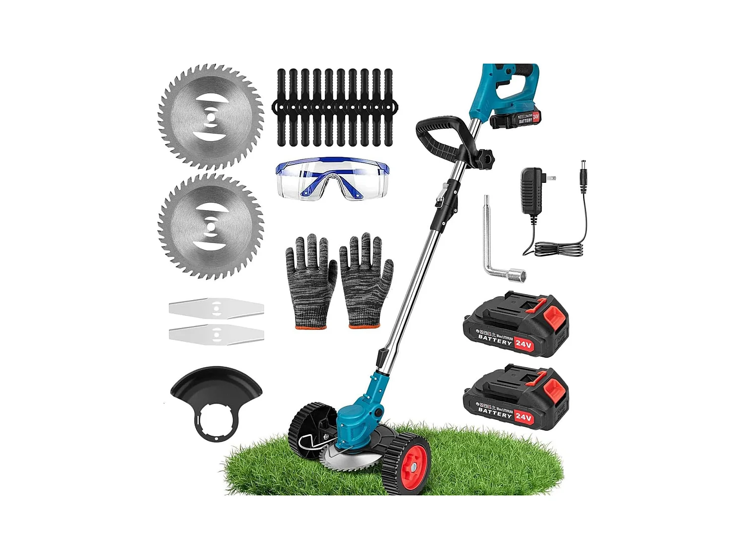 Elektrischer Unkrautvernichter Akku-Rasenmäher Rasenkantenschneider mit 2000-mAh-Li-Ionen-Akku und 3 Schneidklingenarten Unkrautvernichter