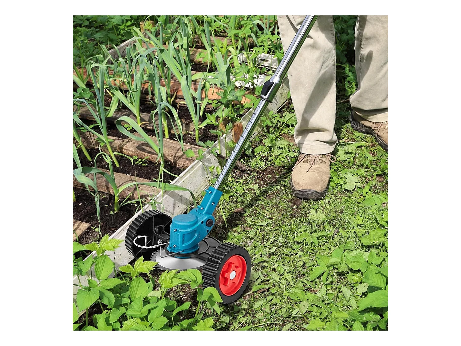 Elektrischer Unkrautvernichter Akku-Rasenmäher Rasenkantenschneider mit 2000-mAh-Li-Ionen-Akku und 3 Schneidklingenarten Unkrautvernichter