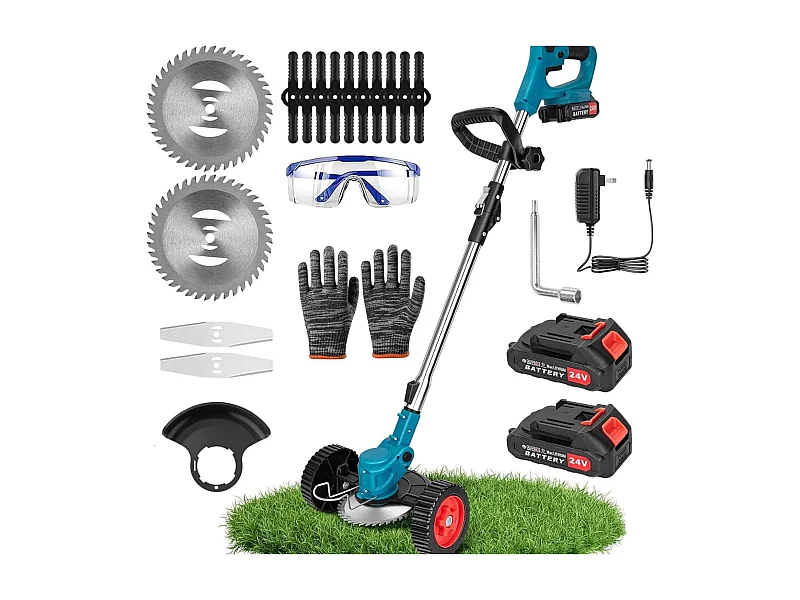 Elektrischer Unkrautvernichter Akku-Rasenmäher Rasenkantenschneider mit 2000-mAh-Li-Ionen-Akku und 3 Schneidklingenarten Unkrautvernichter