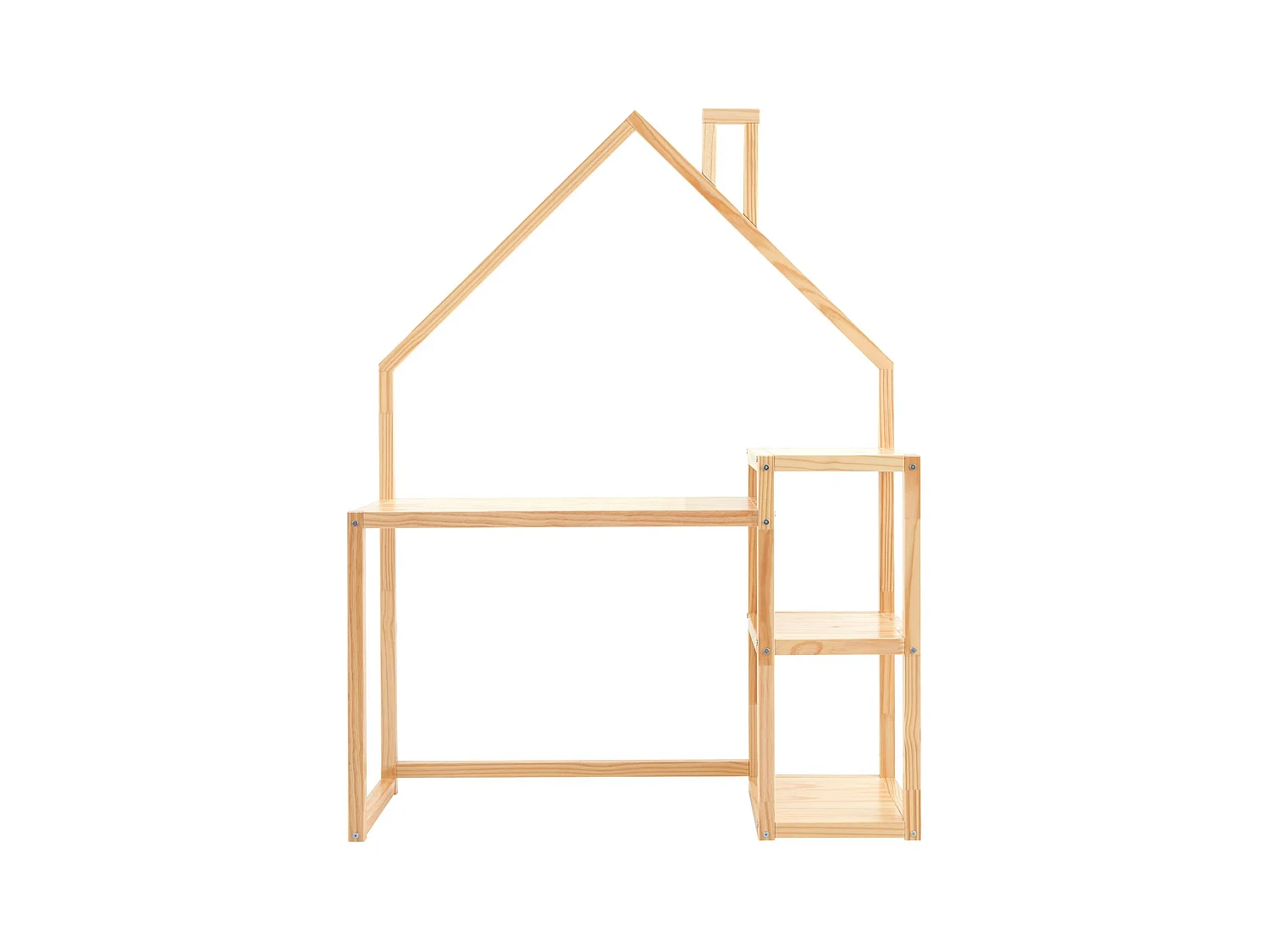 Bureau enfant NIVIA en forme de maison en pin massif, bureau chambre enfant bois, en pin massif coloris naturel