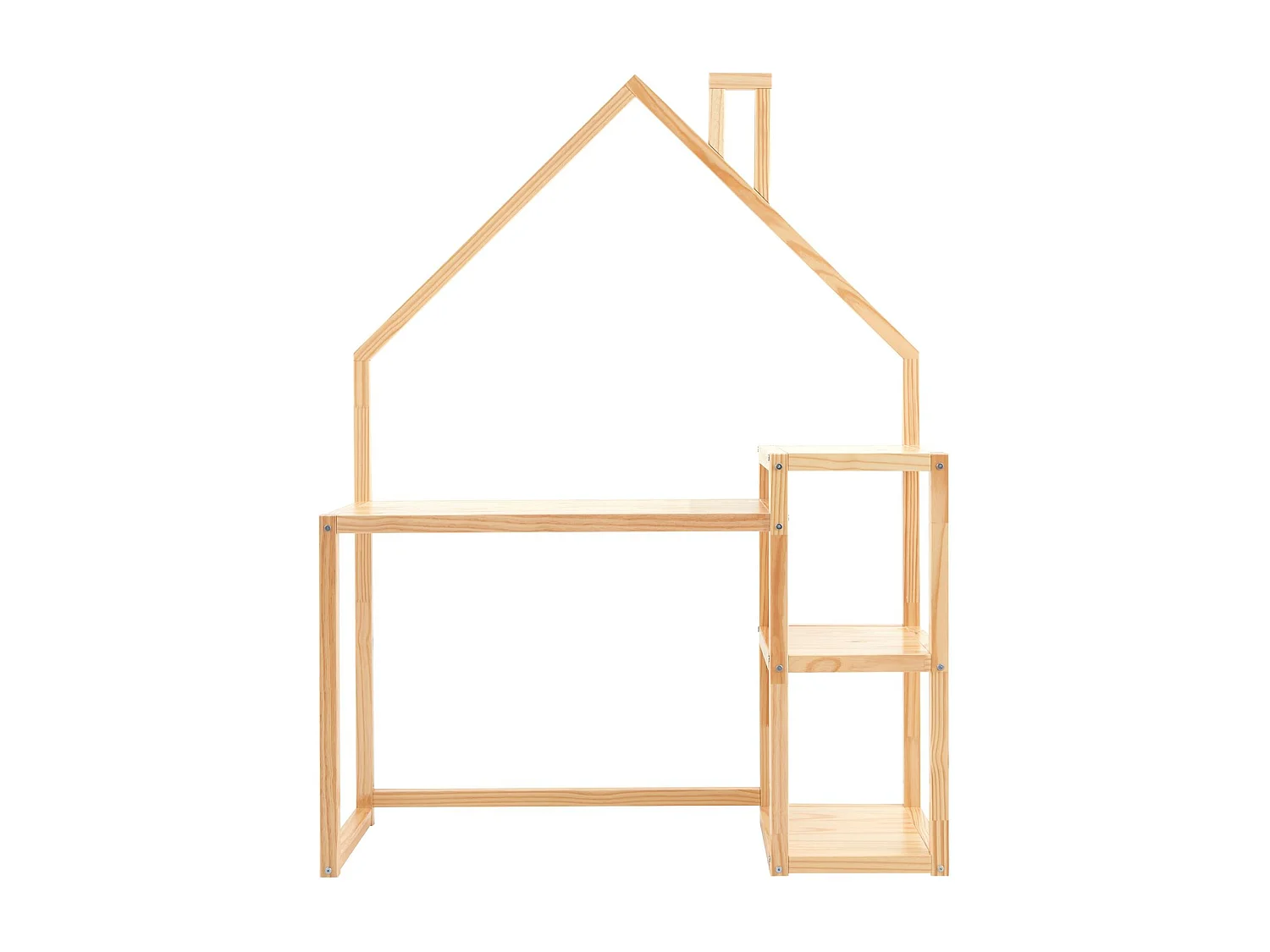 Bureau enfant NIVIA en forme de maison en pin massif, bureau chambre enfant bois, en pin massif coloris naturel