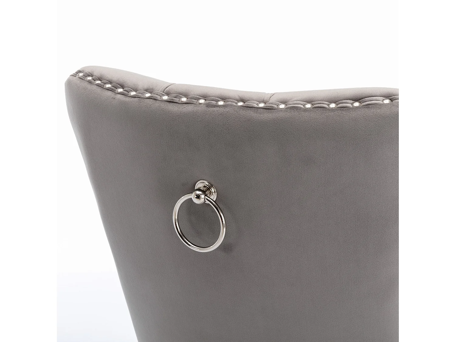 Lot de 2 chaises de salle à manger en velours gris avec dossier rembourré et pieds en métal argenté