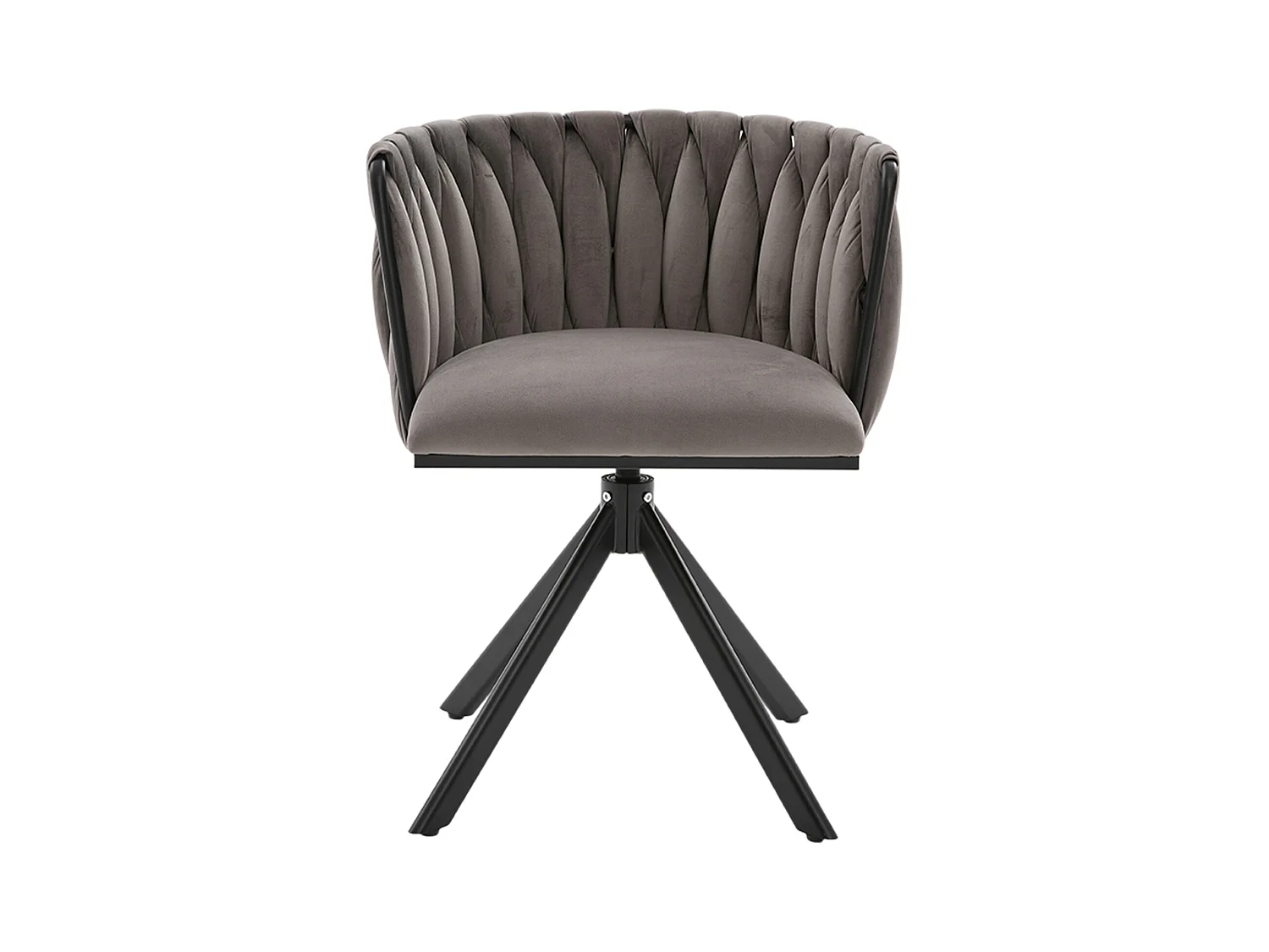 Lot de 2 chaises de salle à manger en velours gris avec fonction pivotante et pieds en métal noir