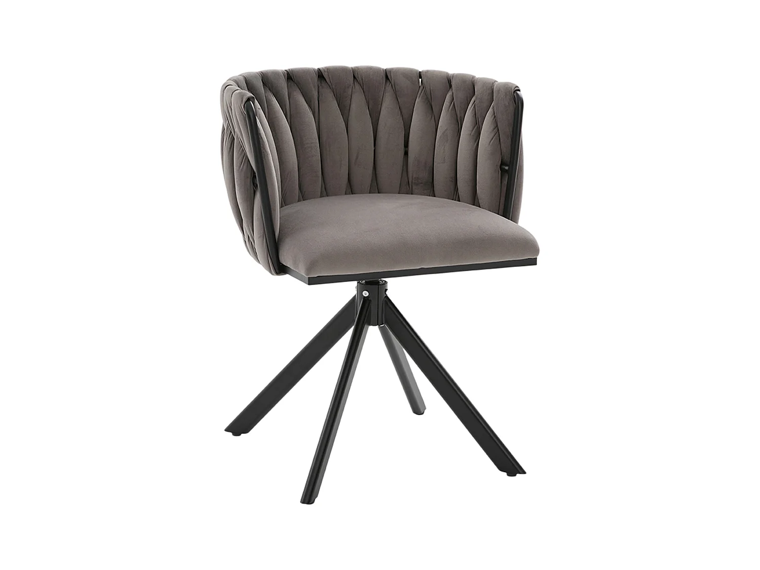 Lot de 2 chaises de salle à manger en velours gris avec fonction pivotante et pieds en métal noir