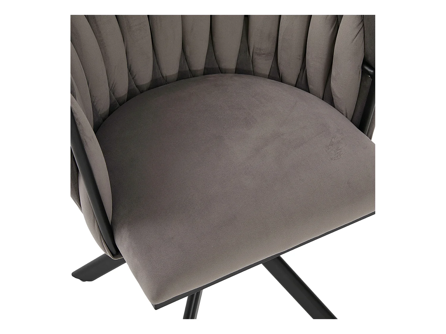 Lot de 2 chaises de salle à manger en velours gris avec fonction pivotante et pieds en métal noir