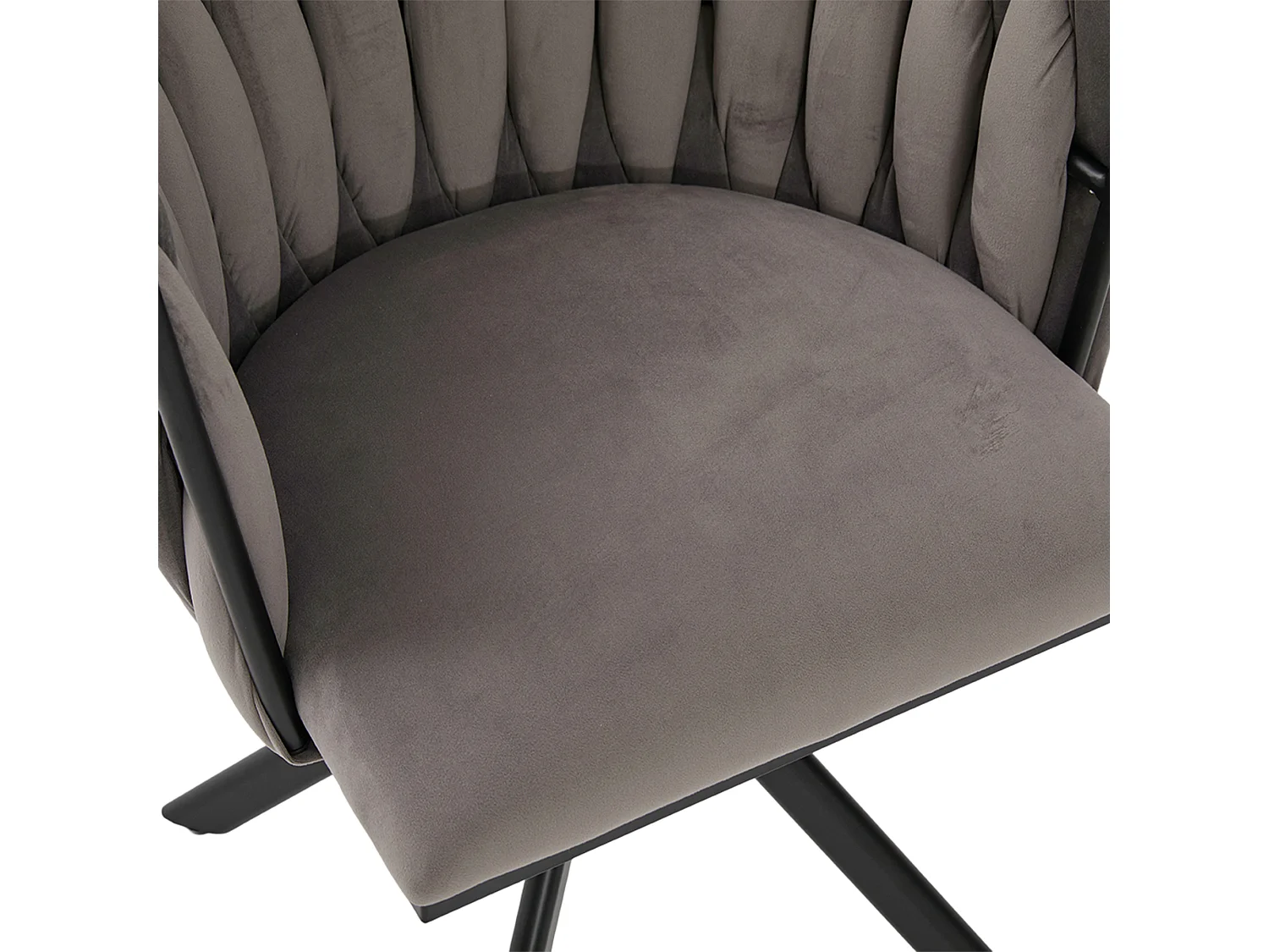 Lot de 2 chaises de salle à manger en velours gris avec fonction pivotante et pieds en métal noir