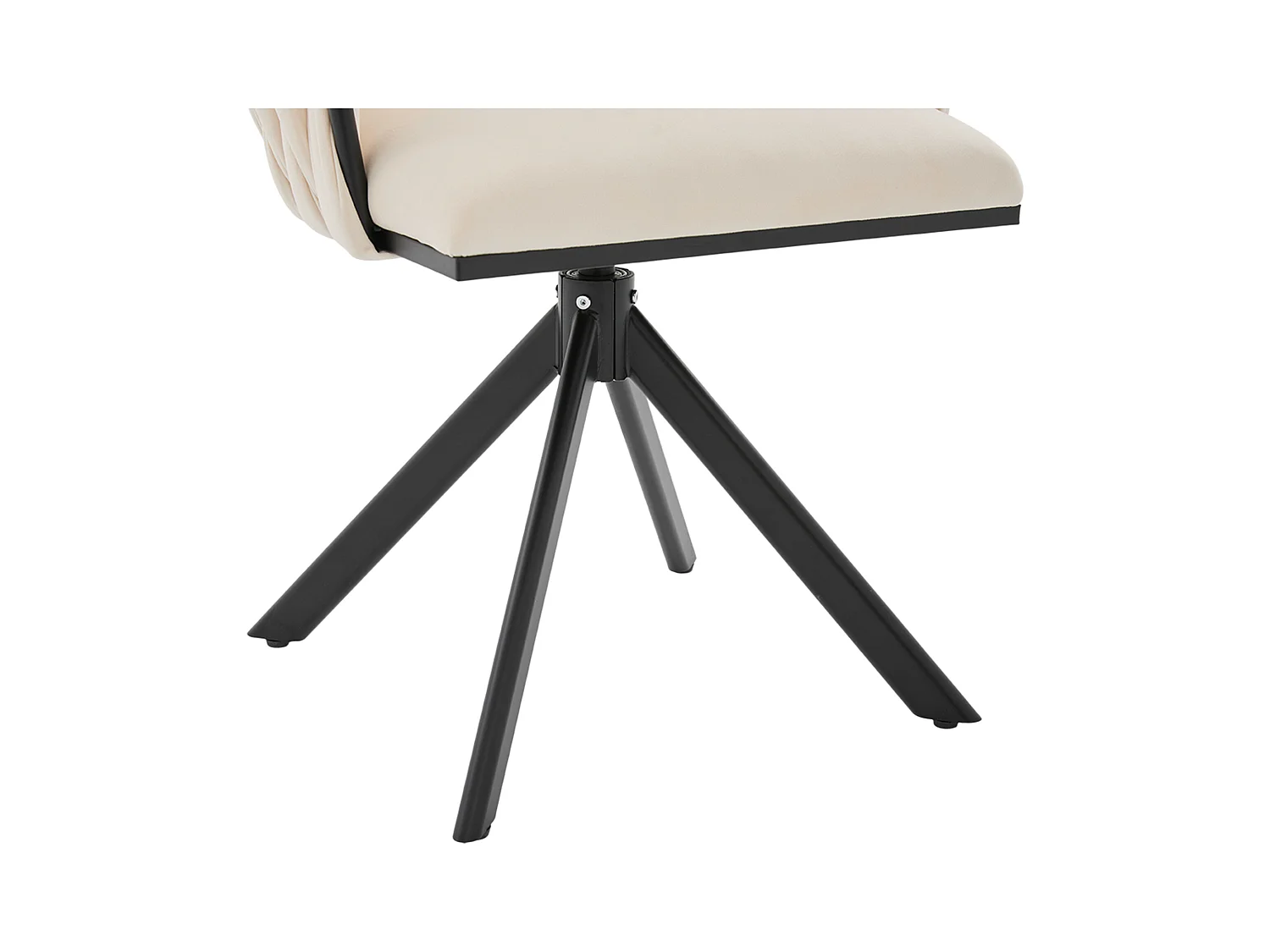 Lot de 2 chaises de salle à manger en velours ivoire avec fonction pivotante et pieds en métal noir