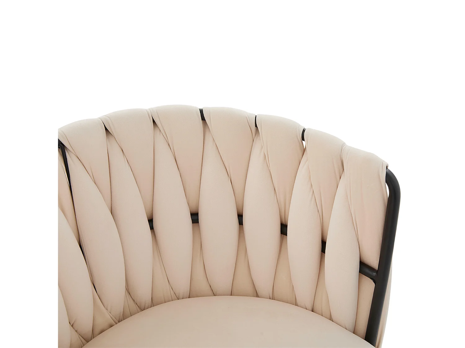 Lot de 2 chaises de salle à manger en velours ivoire avec fonction pivotante et pieds en métal noir