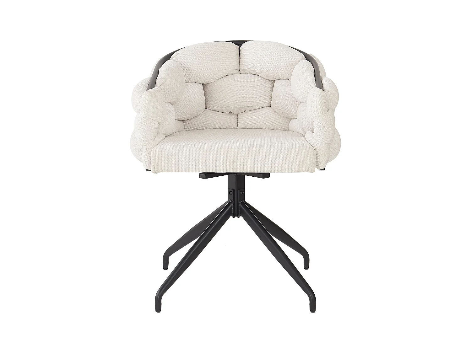 Lot de 2 chaises de salle à manger pivotantes avec dossier, structure en métal noir - velours beige