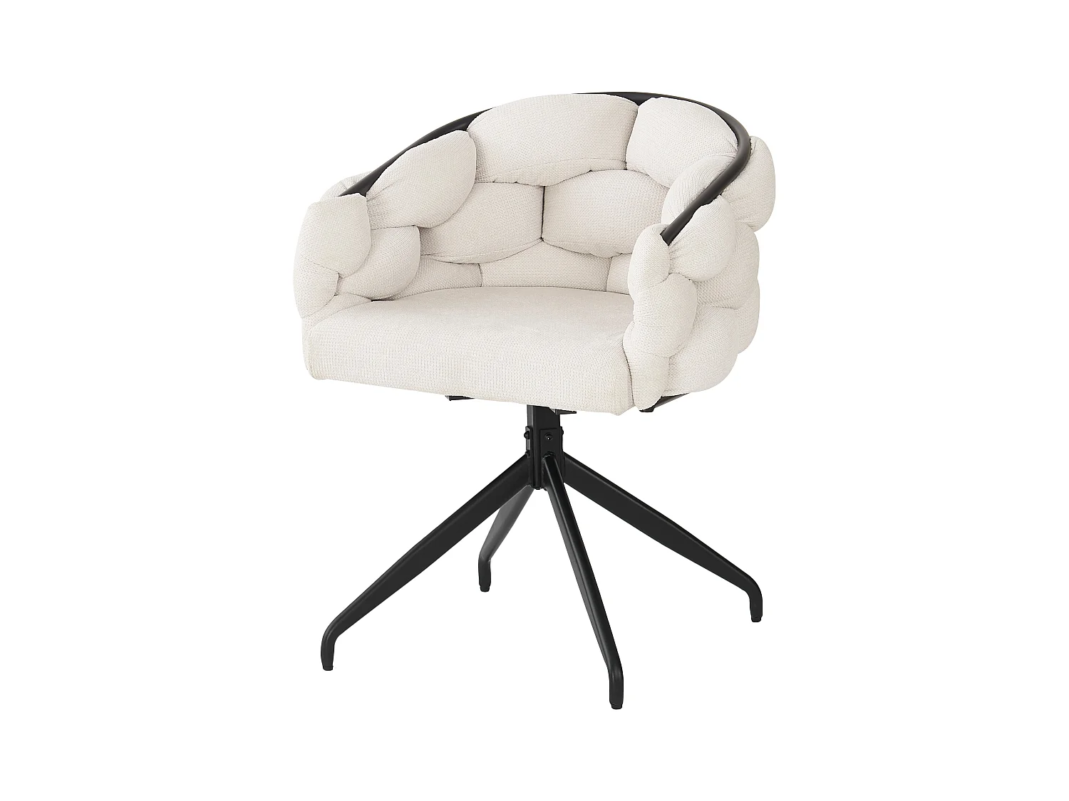 Lot de 2 chaises de salle à manger pivotantes avec dossier, structure en métal noir - velours beige