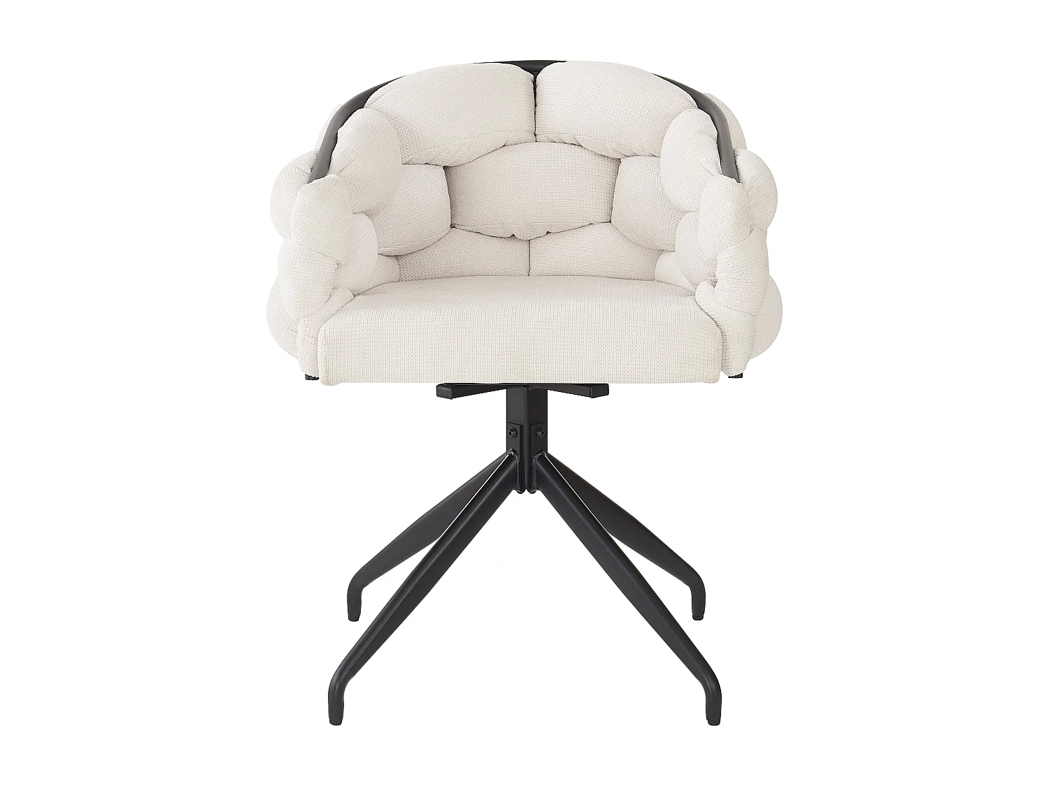 Juego de 2 sillas de comedor giratorias con respaldo y estructura de metal negro - terciopelo beige