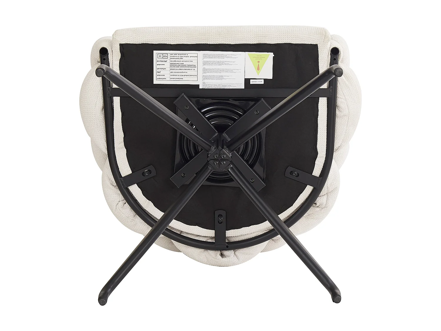 Juego de 2 sillas de comedor giratorias con respaldo y estructura de metal negro - terciopelo beige