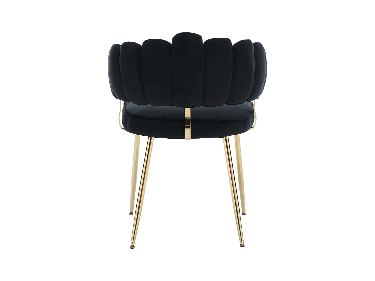 Lot de 2 chaises de salle à manger en velours noir avec dossier rembourré et pieds en métal doré