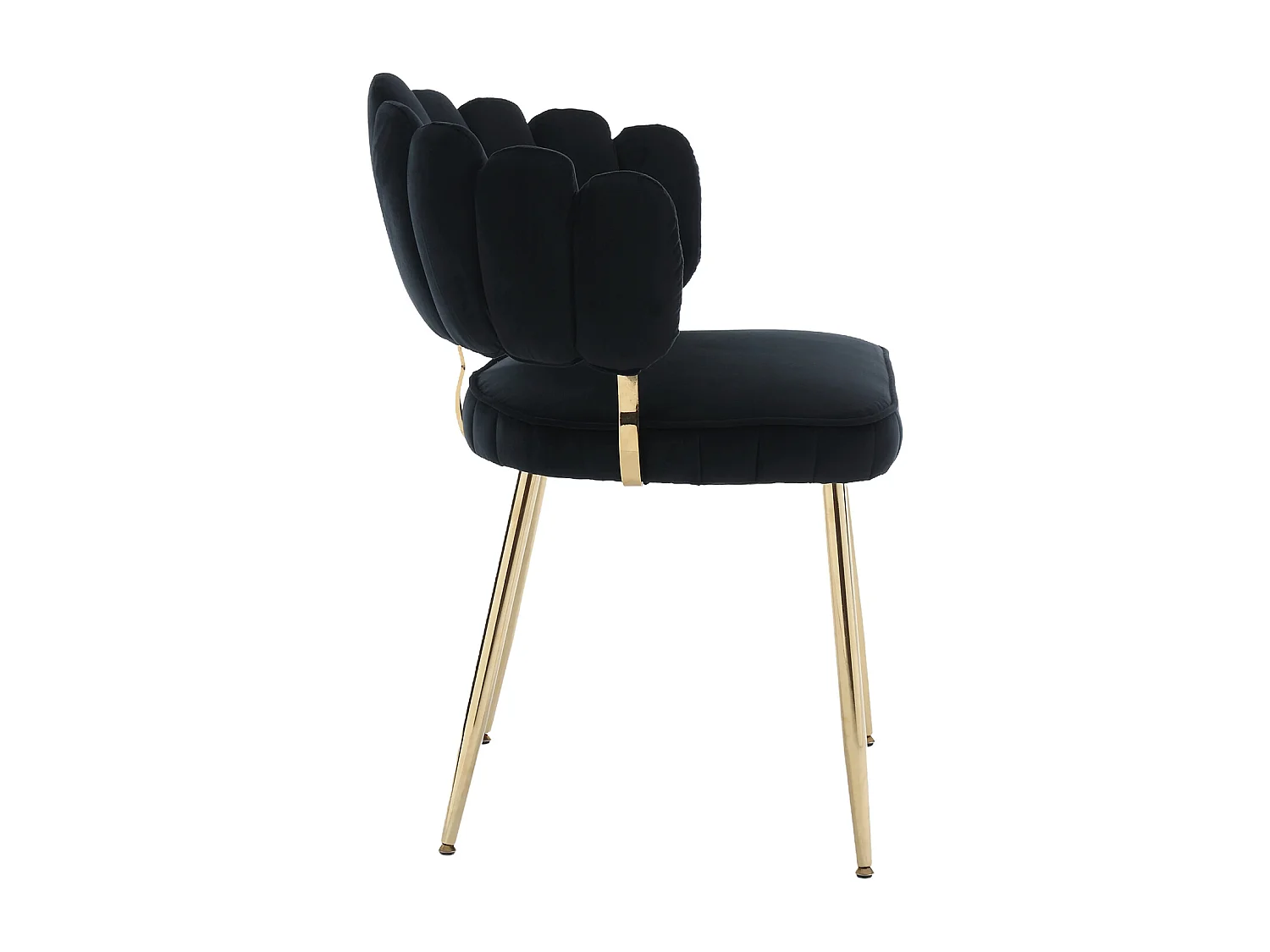 Lot de 2 chaises de salle à manger en velours noir avec dossier rembourré et pieds en métal doré
