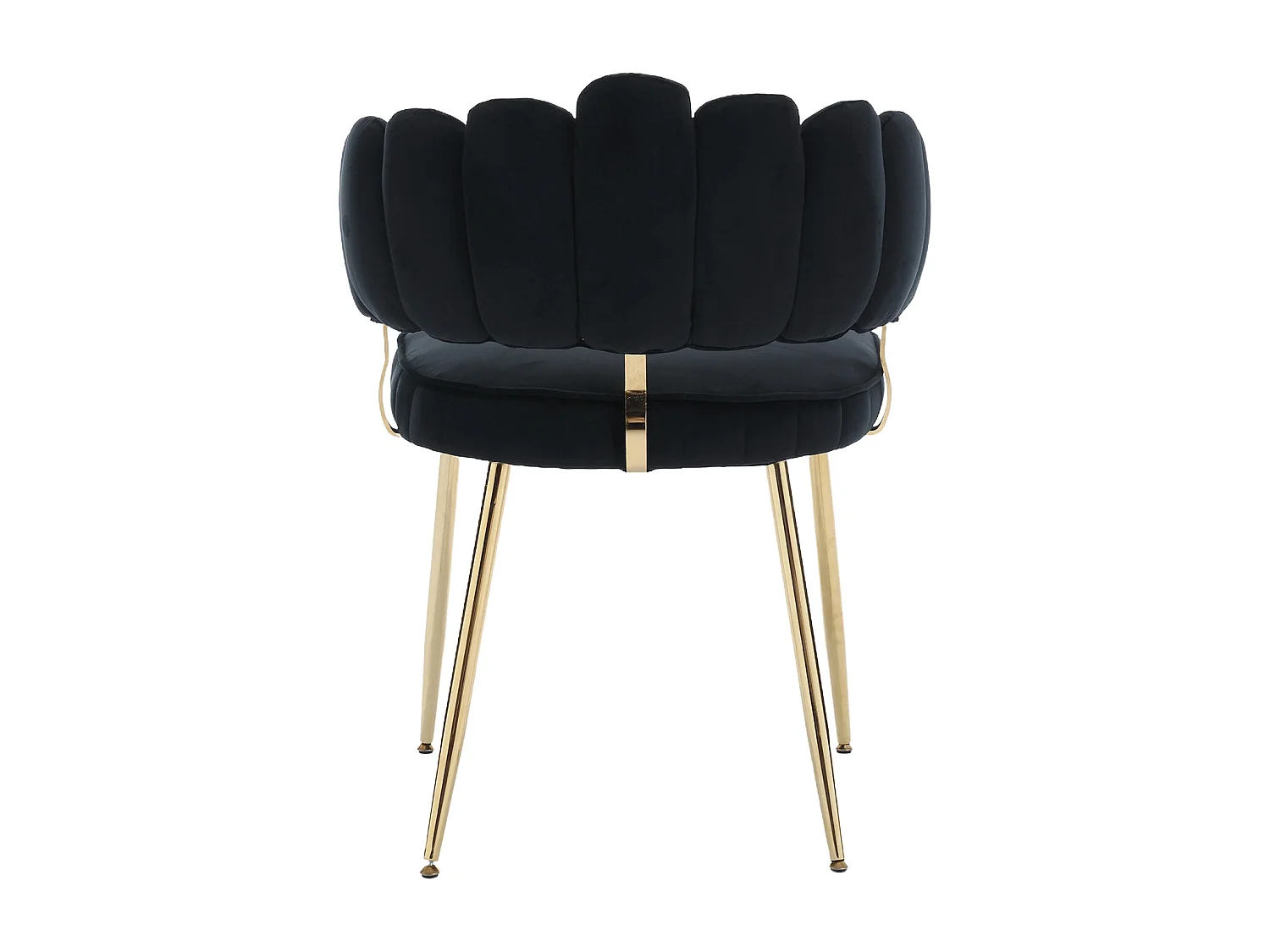Lot de 2 chaises de salle à manger en velours noir avec dossier rembourré et pieds en métal doré