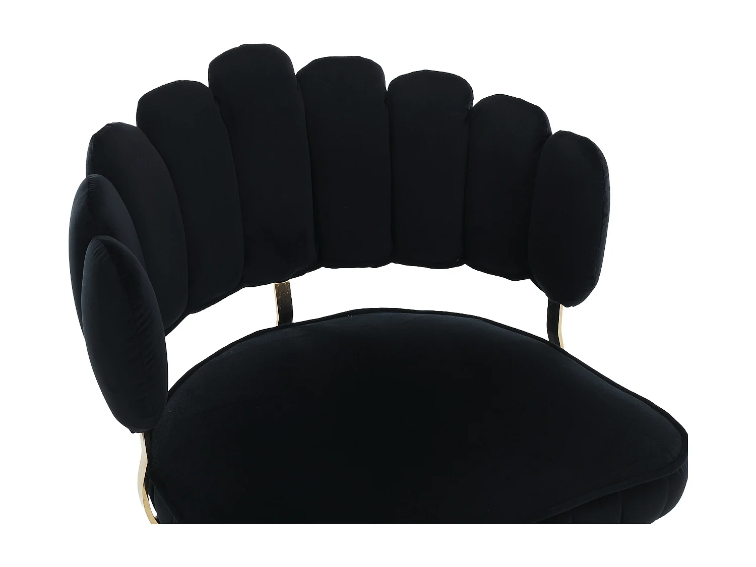 Lot de 2 chaises de salle à manger en velours noir avec dossier rembourré et pieds en métal doré