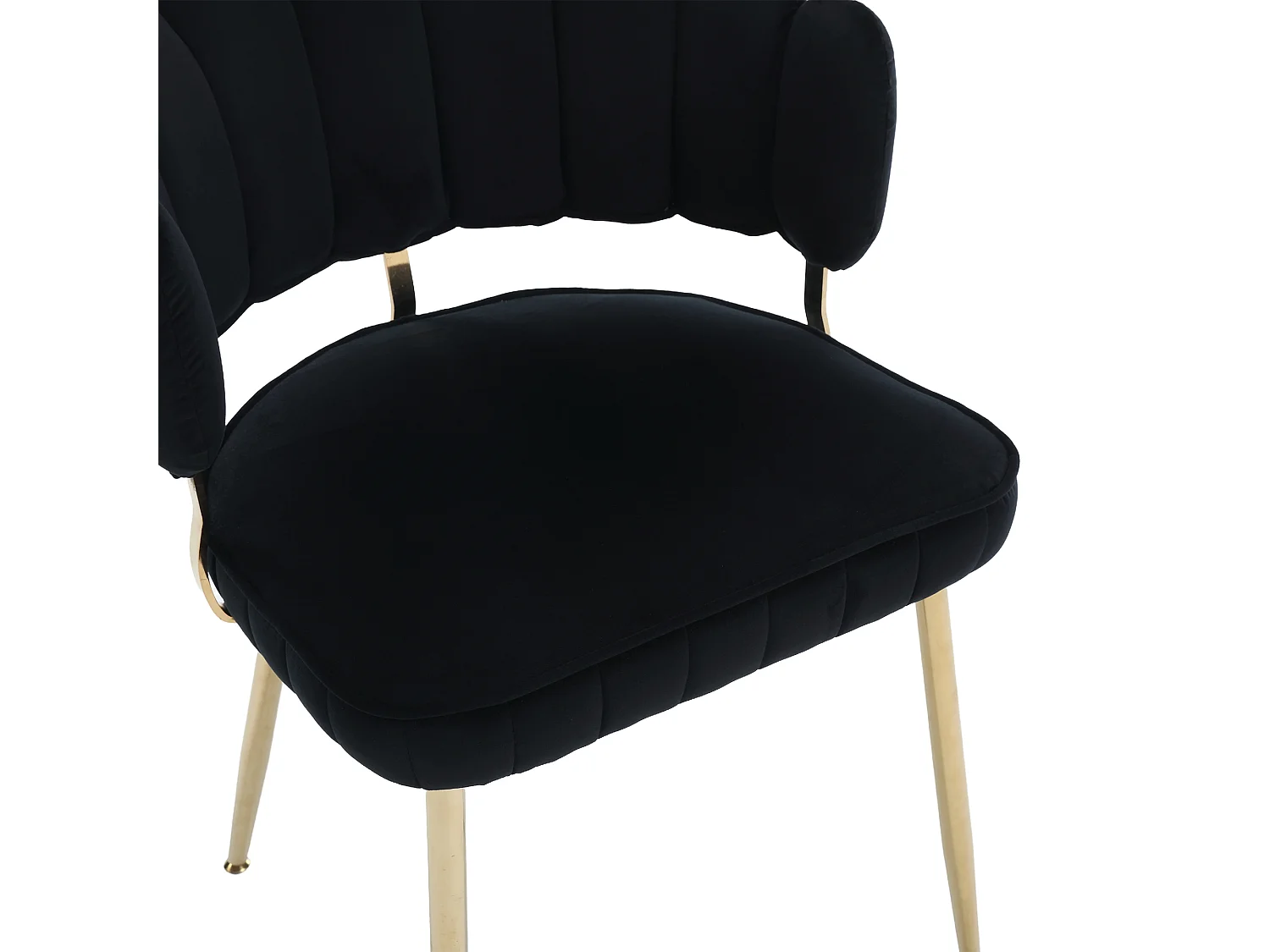 Lot de 2 chaises de salle à manger en velours noir avec dossier rembourré et pieds en métal doré