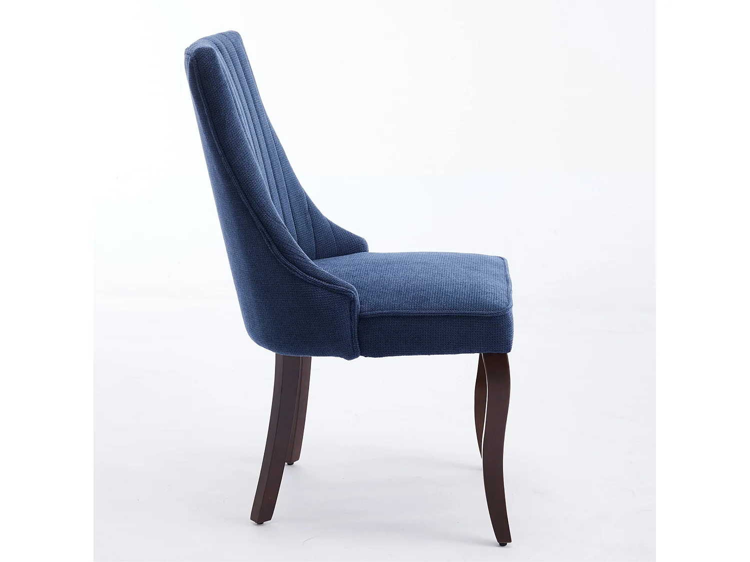 Lot de 2 chaises de salle à manger avec dossier rembourré et pieds en bois - Chenille bleu