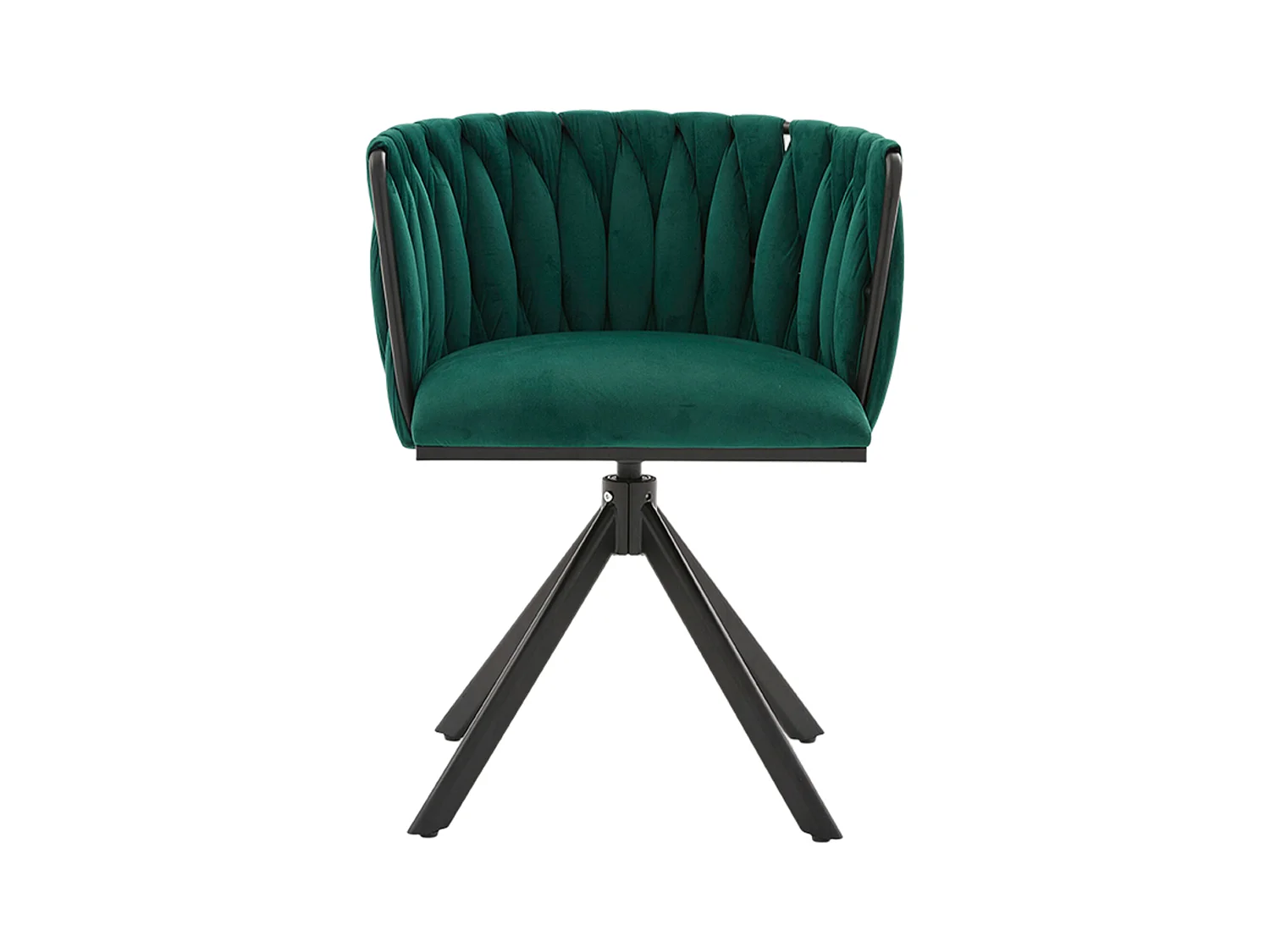 Lot de 2 chaises de salle à manger en velours vert avec fonction pivotante et pieds en métal noir