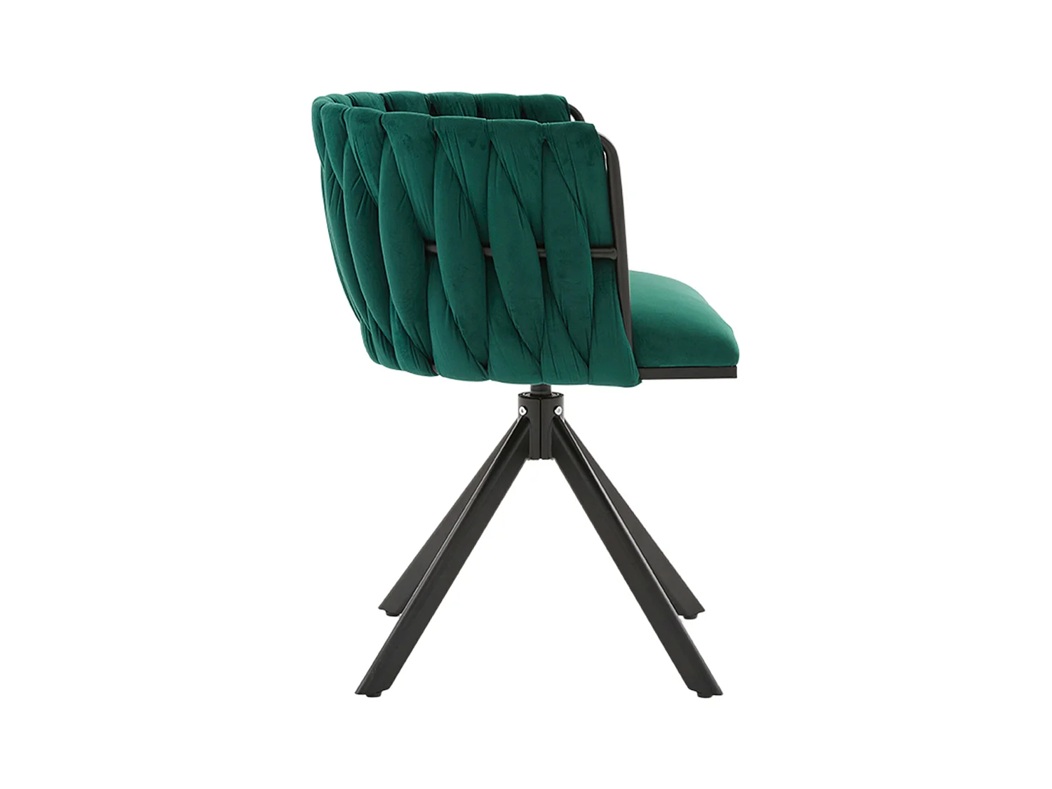 Lot de 2 chaises de salle à manger en velours vert avec fonction pivotante et pieds en métal noir