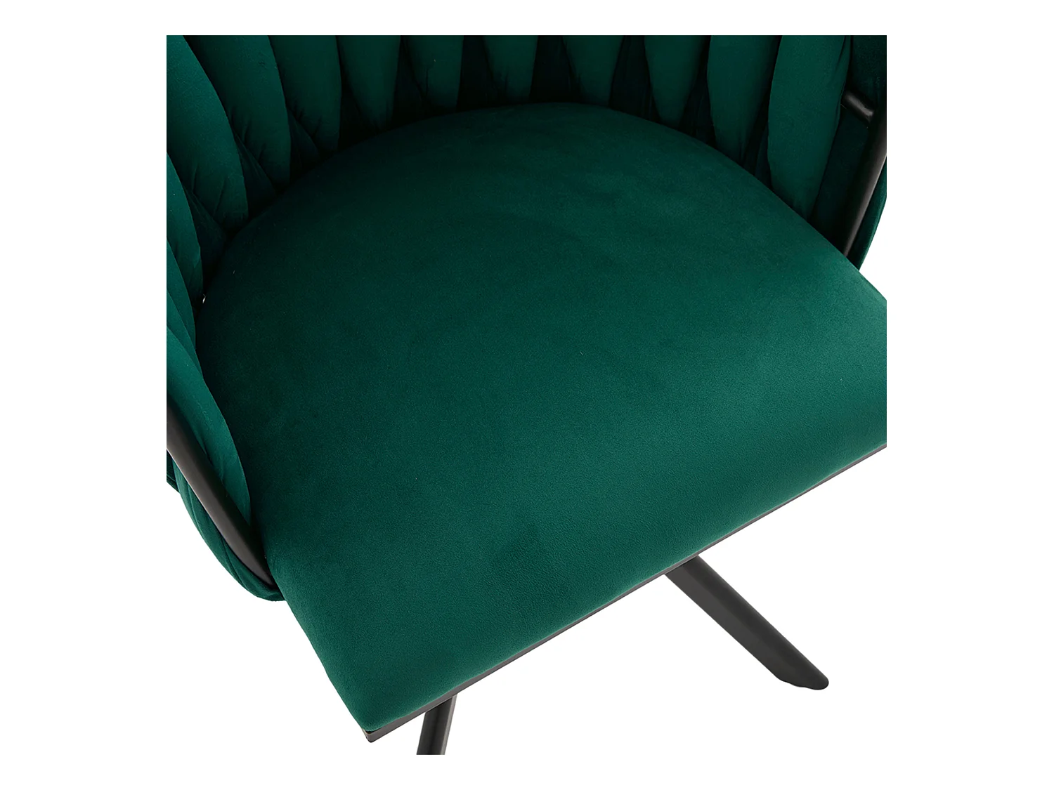 Lot de 2 chaises de salle à manger en velours vert avec fonction pivotante et pieds en métal noir