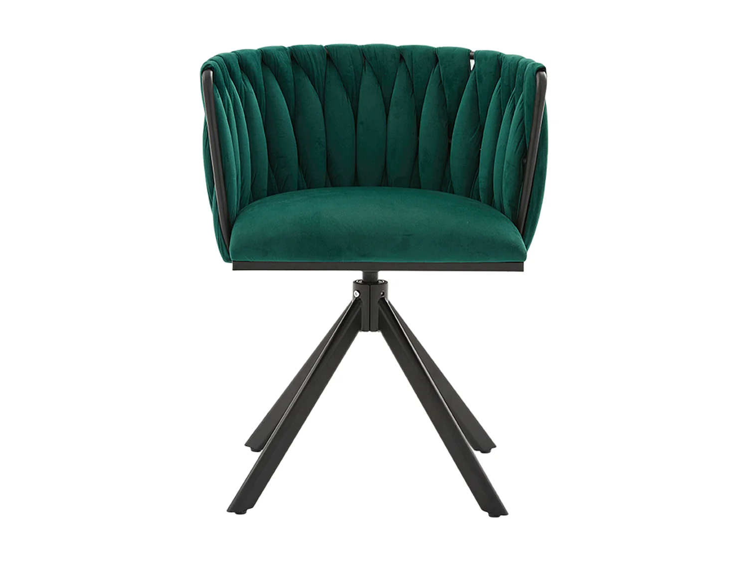 Lot de 2 chaises de salle à manger en velours vert avec fonction pivotante et pieds en métal noir