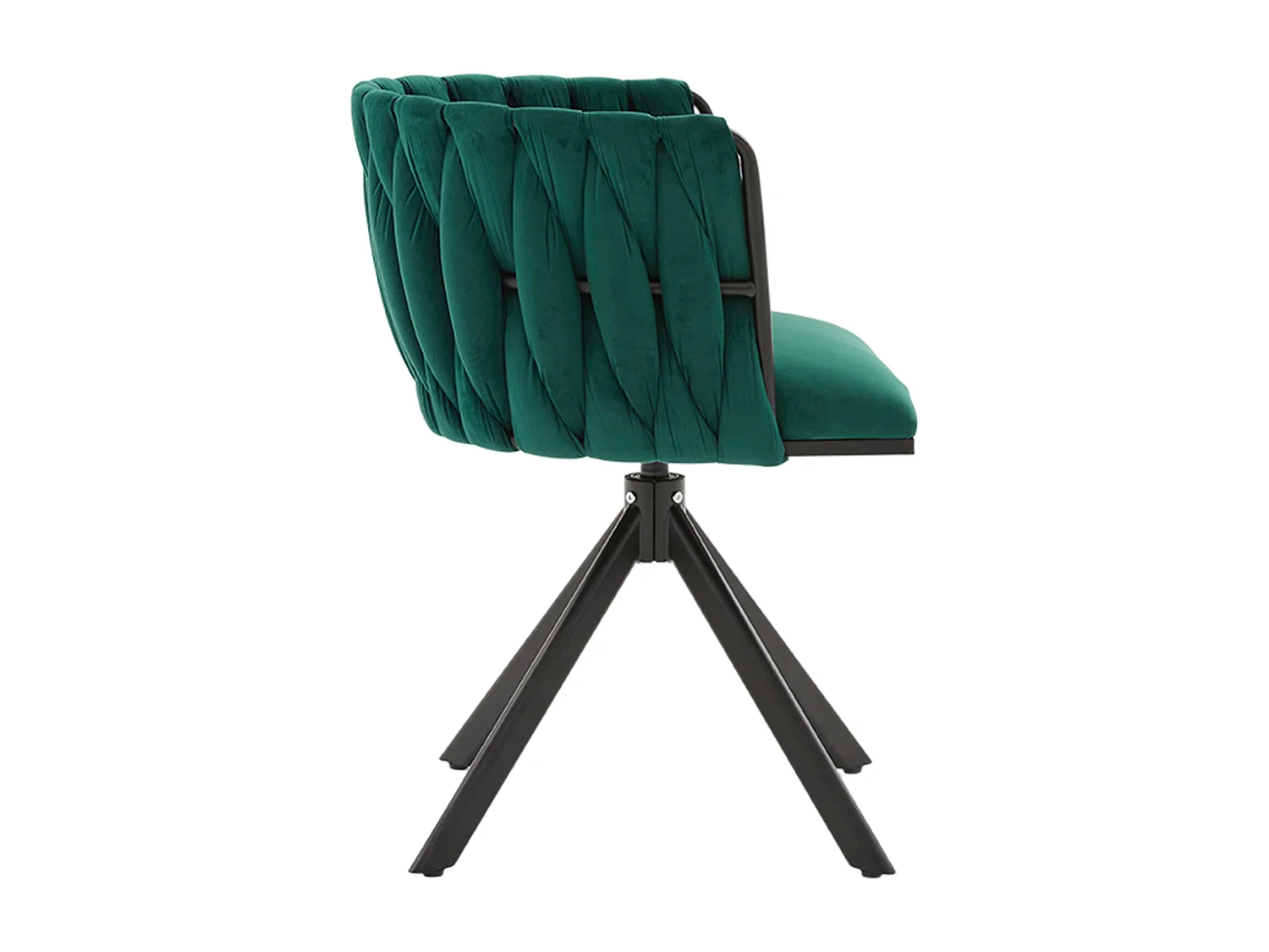 Lot de 2 chaises de salle à manger en velours vert avec fonction pivotante et pieds en métal noir