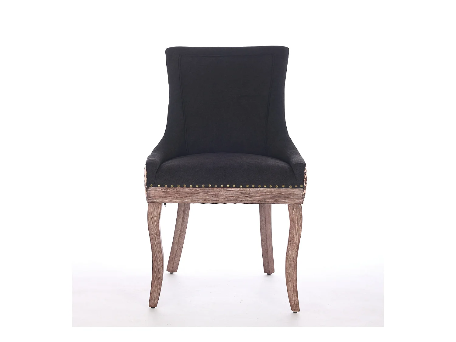 Lot de 2 chaises de salle à manger en chenille avec dossier et garniture cloutée - noir et léopard