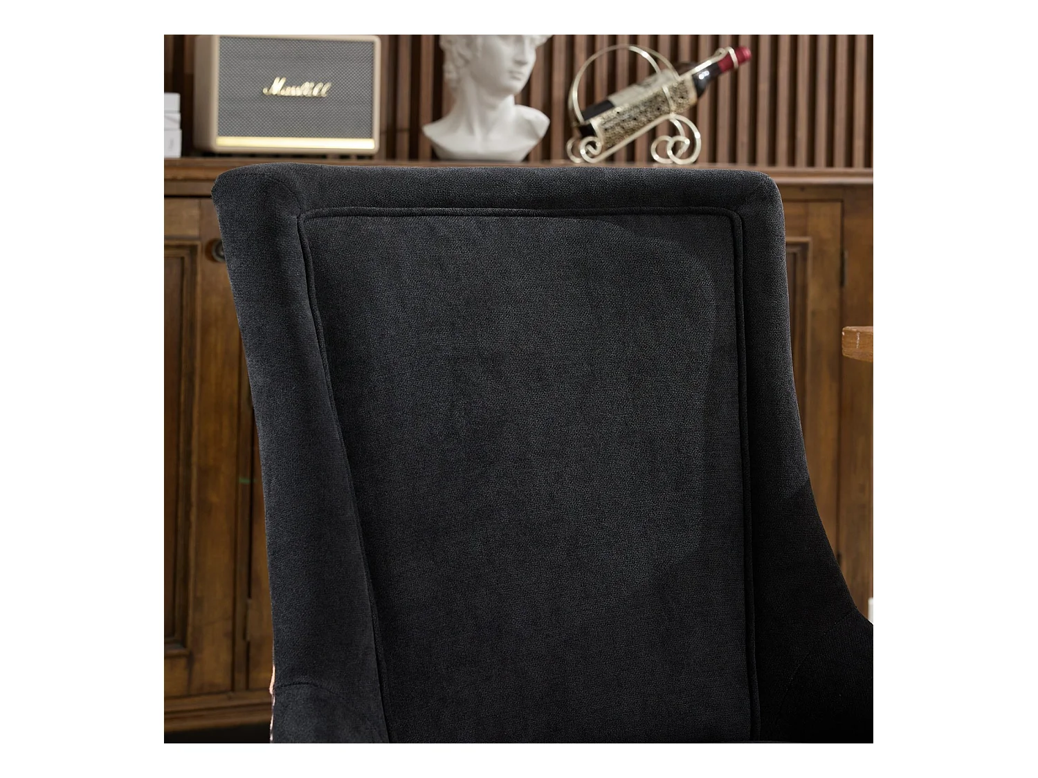 Lot de 2 chaises de salle à manger en chenille avec dossier et garniture cloutée - noir et léopard