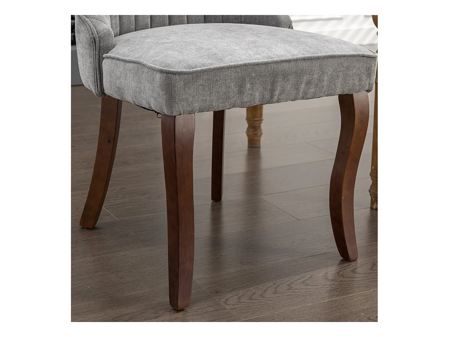 Lot de 2 chaises de salle à manger avec dossier rembourré et pieds en bois - Chenille gris