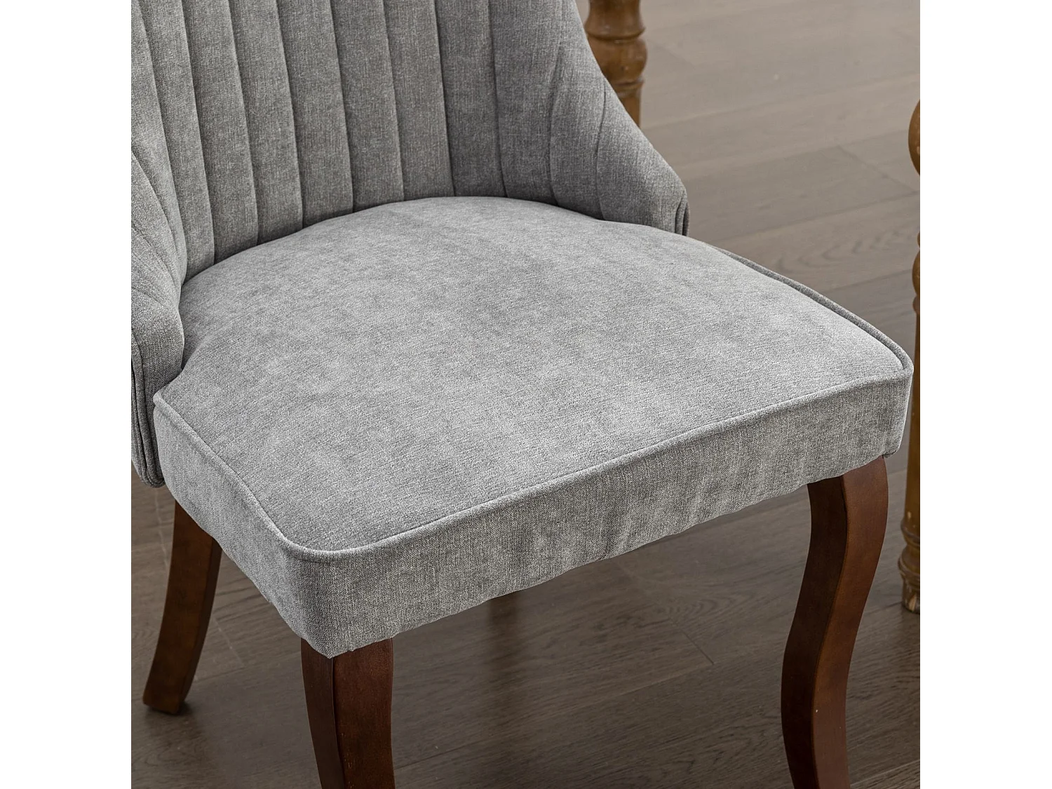 Lot de 2 chaises de salle à manger avec dossier rembourré et pieds en bois - Chenille gris