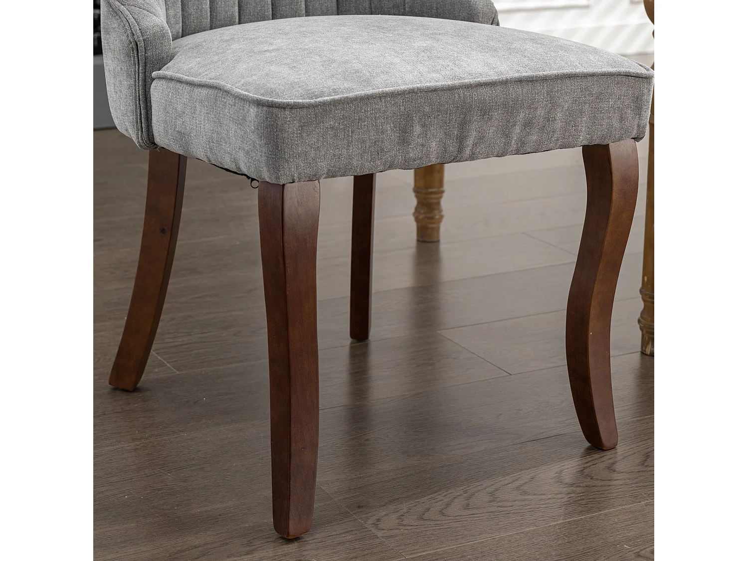 Lot de 2 chaises de salle à manger avec dossier rembourré et pieds en bois - Chenille gris