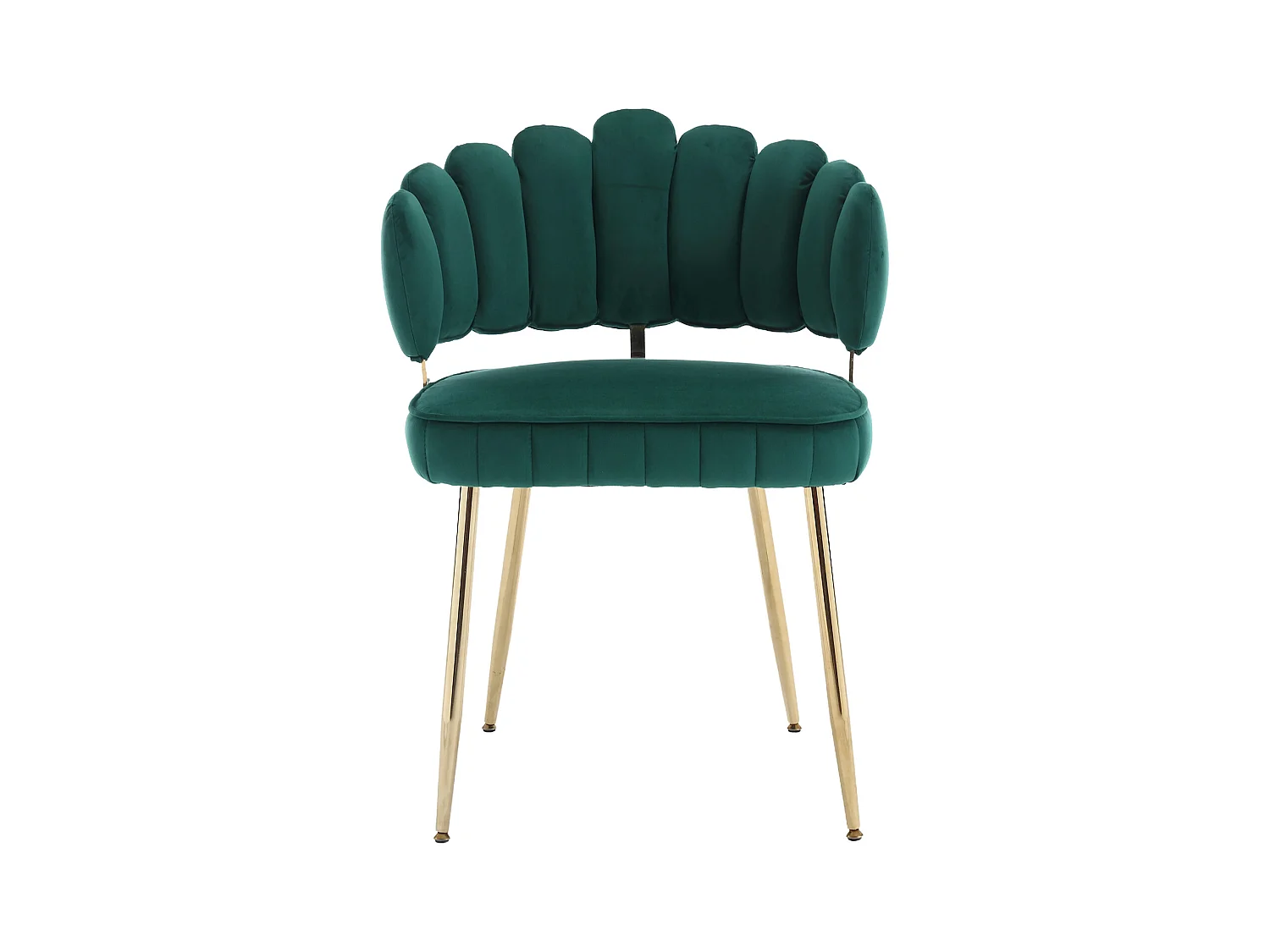 Lot de 2 chaises de salle à manger en velours vert avec dossier rembourré et pieds en métal doré