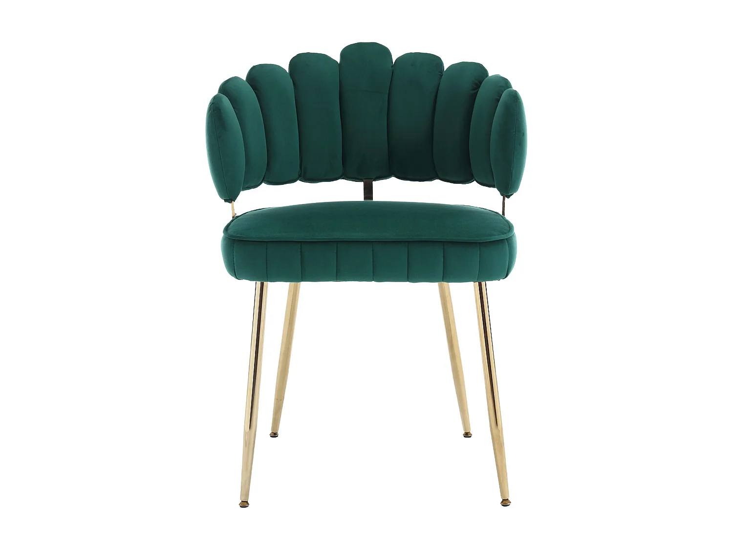 Lot de 2 chaises de salle à manger en velours vert avec dossier rembourré et pieds en métal doré