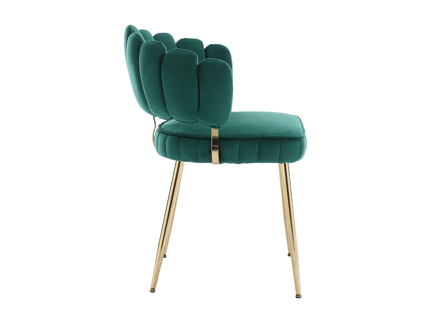 Lot de 2 chaises de salle à manger en velours vert avec dossier rembourré et pieds en métal doré